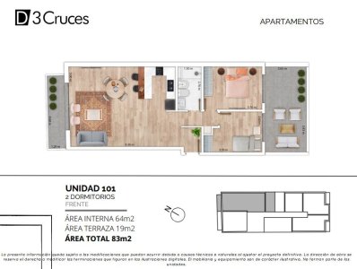 Apartamento ID.661 - Apartamento en Venta 2 Dormitorios en D3 Cruces 