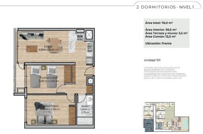 Apartamento ID.483 - Apartamento en Venta 2 dormitorios Katara , Barrio Sur