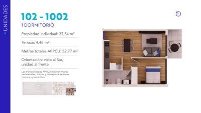 Apartamento en Venta 1 Dormitorio , AUSTIN La Blanqueada