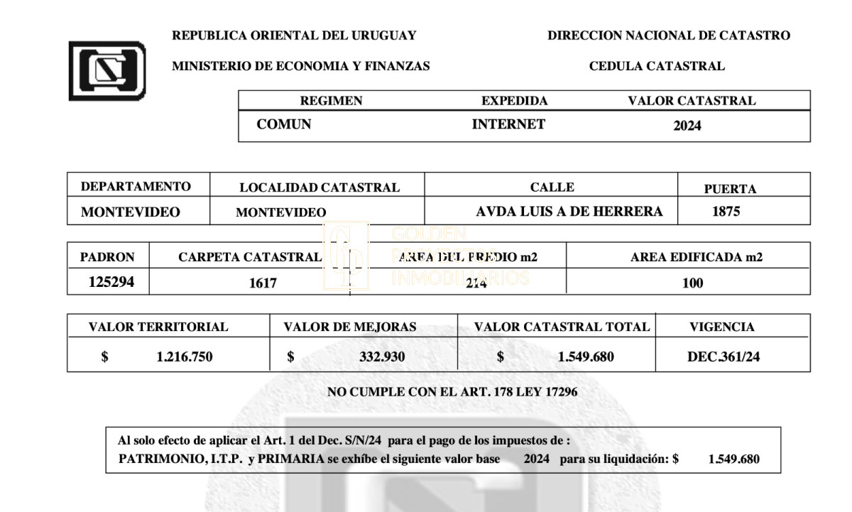 Terreno ID.561 - Terreno en Venta sobre Luis Alberto de Herrera 
