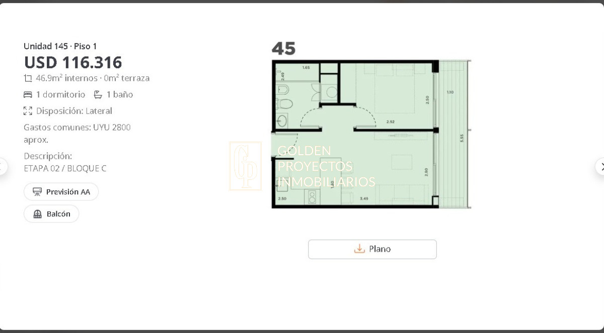 Apartamento ID.835/ - Apartamento un dormitorio en Gard Avita  , La blanqueada