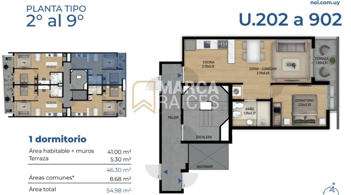 Apartamento ID.1954 - Alquiler Apartamento 1 Dormitorio a estrenar Centro Sur Montevideo