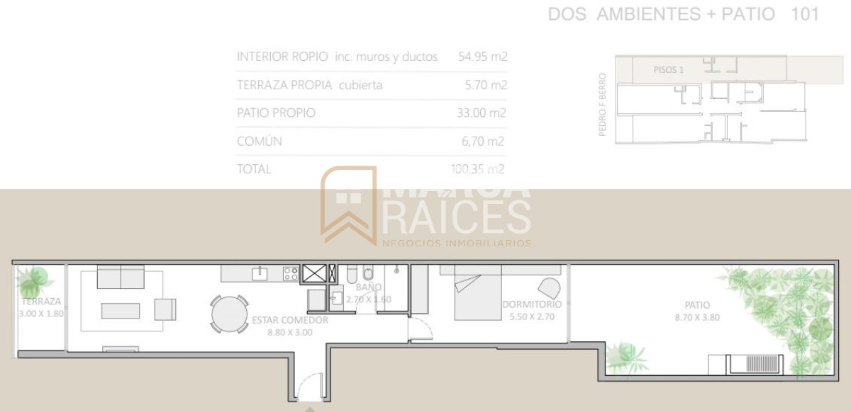 Apartamento ID.823 - Venta 1 Dormitorio patio Pocitos Montevideo