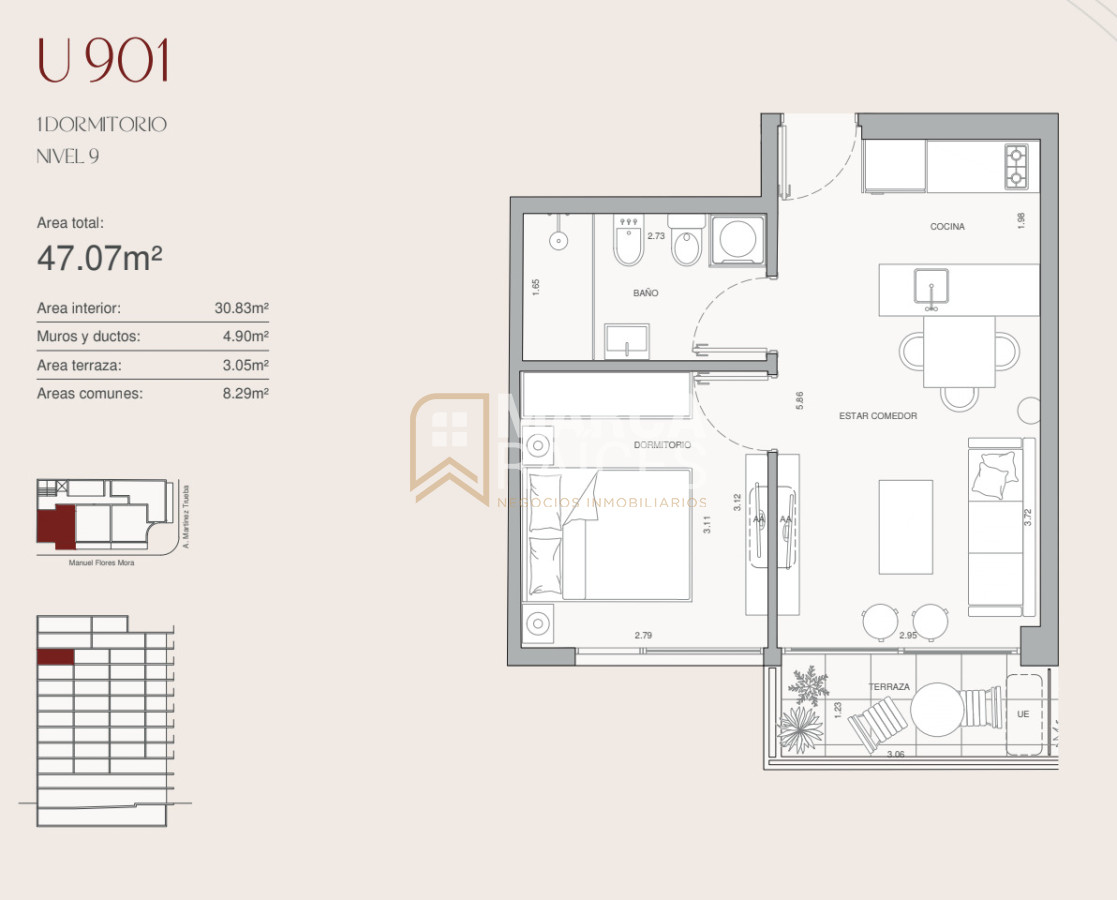 Apartamento ID.1836 - Venta Apartamento 1 Dormitorio en pozo Cordon Sur Montevideo
