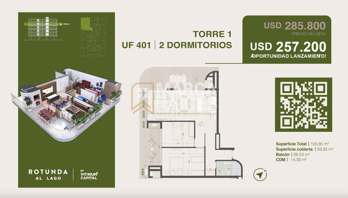 Apartamento ID.1139 - Venta 1 Dormitorio En Pozo Oportunidad Rotunda Al Lago Entrega 2027 En Pozo
