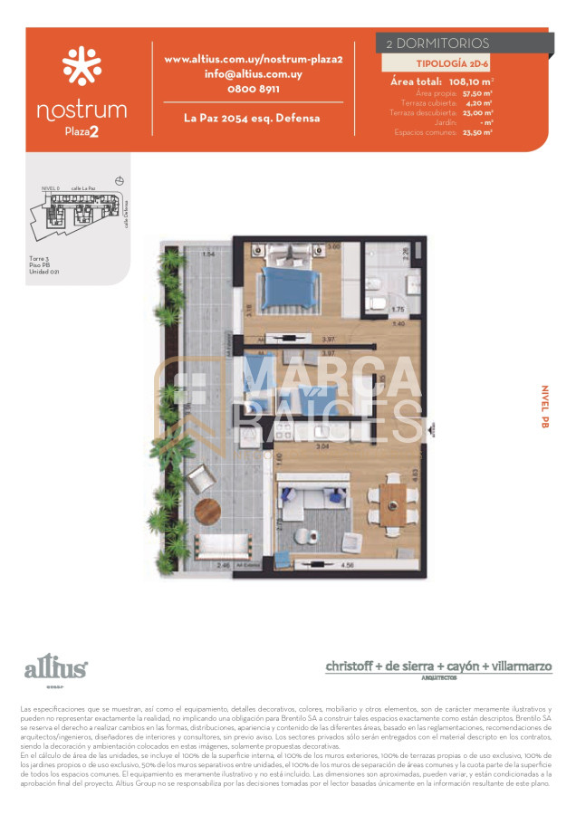 Apartamento ID.1261 - Venta Apartamento 2 Dormitorios Patio a Estrenar Tres Cruces Montevideo