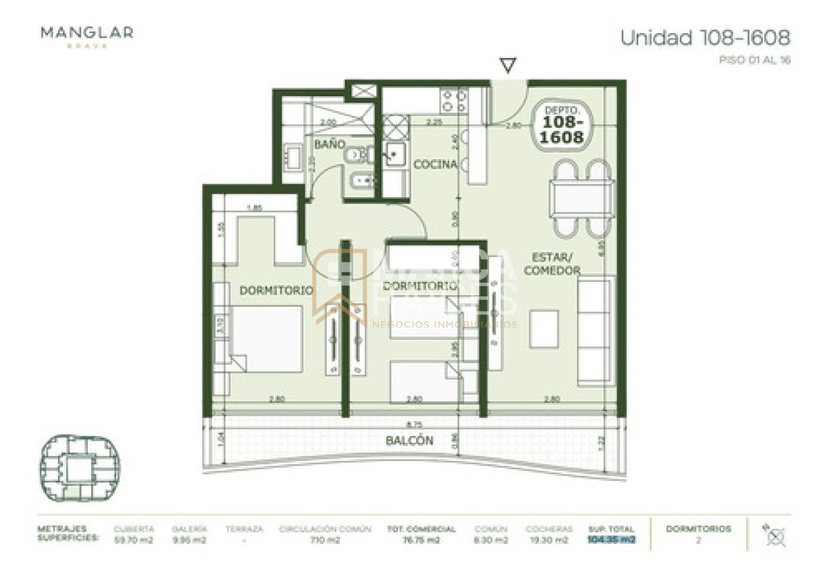 Apartamento ID.1496 - Venta Apartamento 2 Dormitorios en Playa Brava, Punta Del Este. 