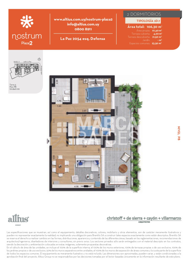 Apartamento ID.1262 - Venta Apartamento 2 Dormitorios Con Patio a Estrenar Tres Cruces Montevideo