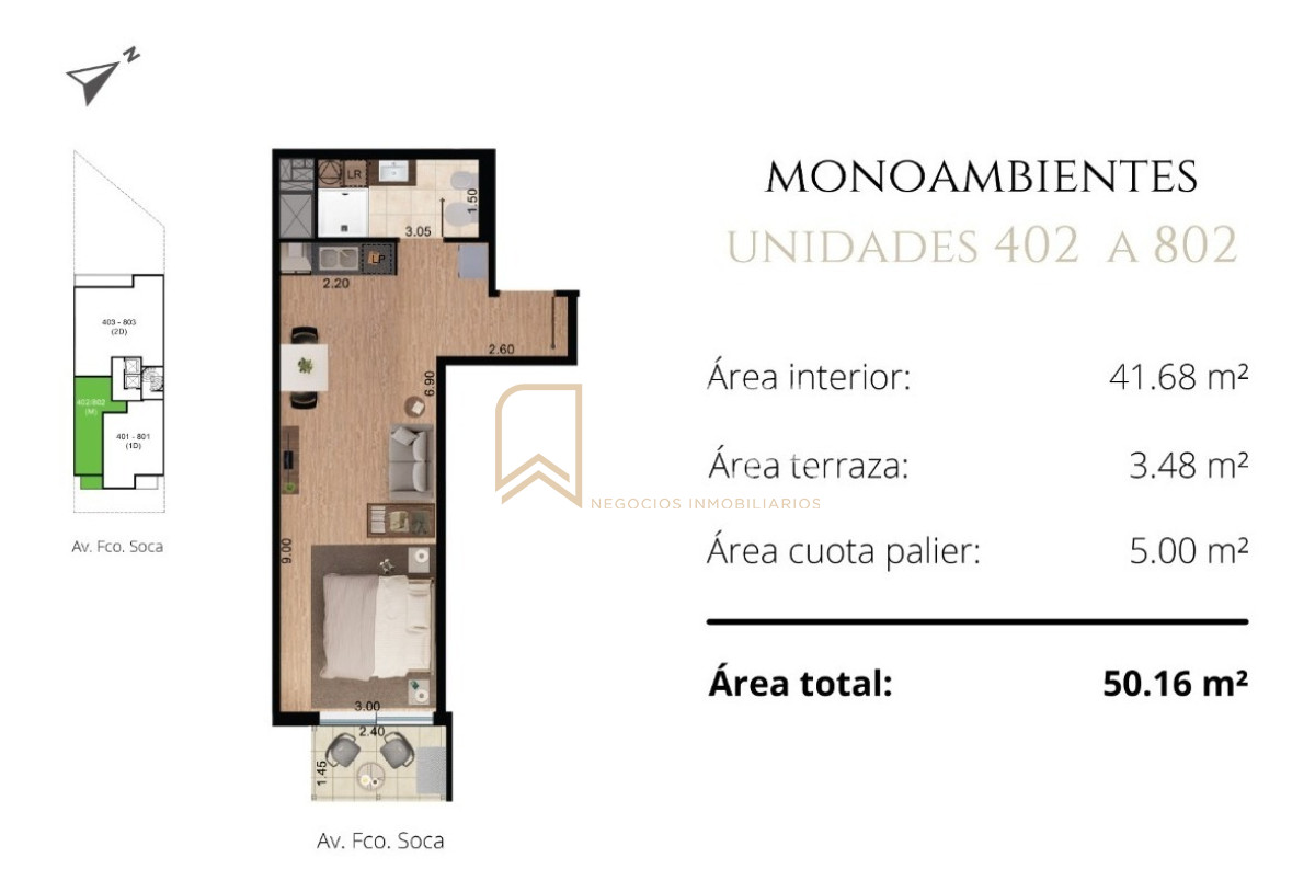 Apartamento ID.952 - Venta Monoambiente De Gran Tamaño En Pocitos! Edificio Bull