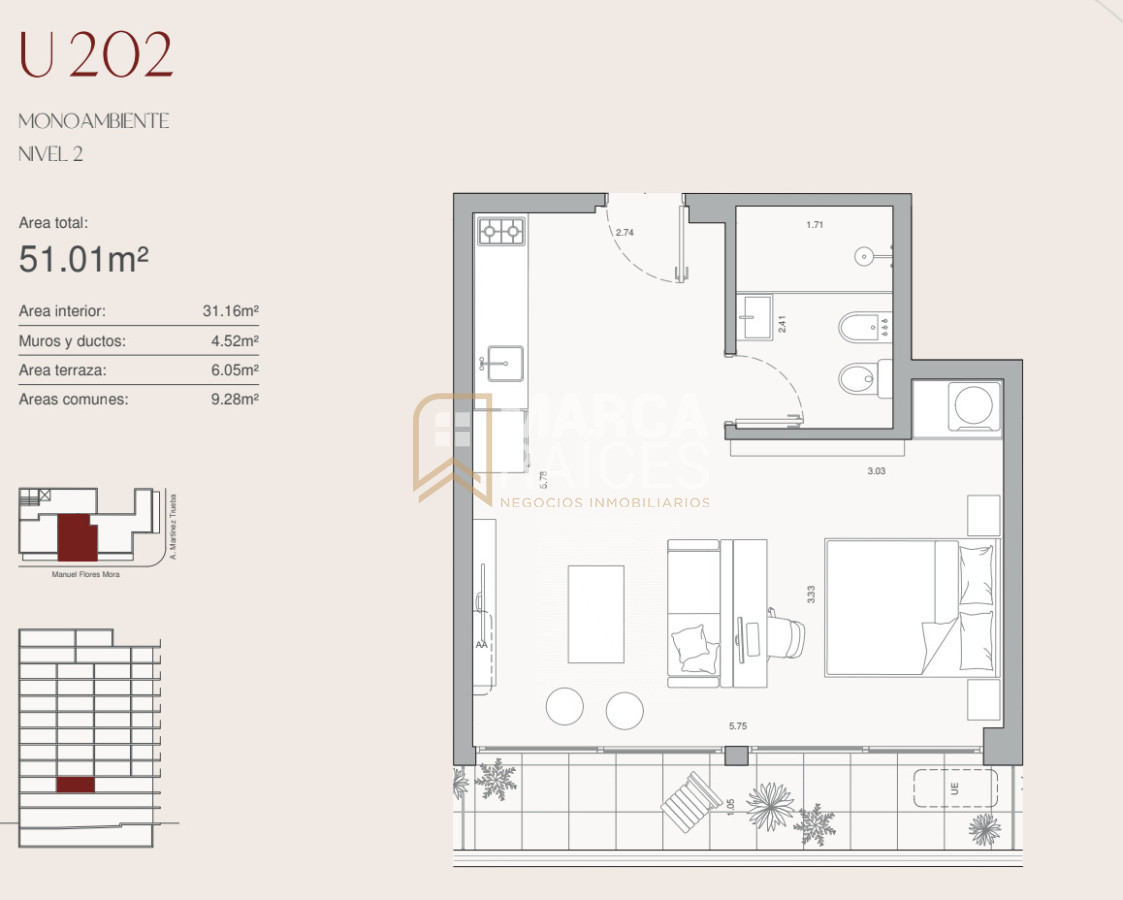 Apartamento ID.1834 - Venta Apartamento Monoambiente en construcción Cordon Sur Montevideo