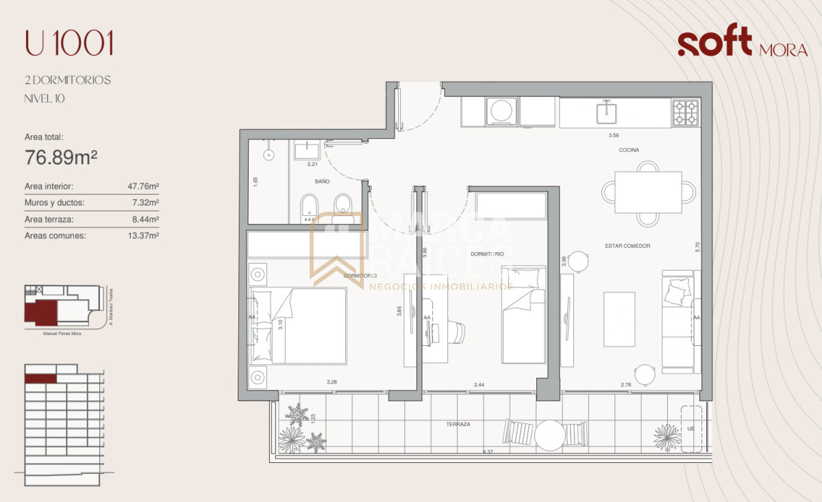 Apartamento ID.1837 - Venta Apartamento 2 Dormitorios en pozo construccion Cordon Sur Montevideo