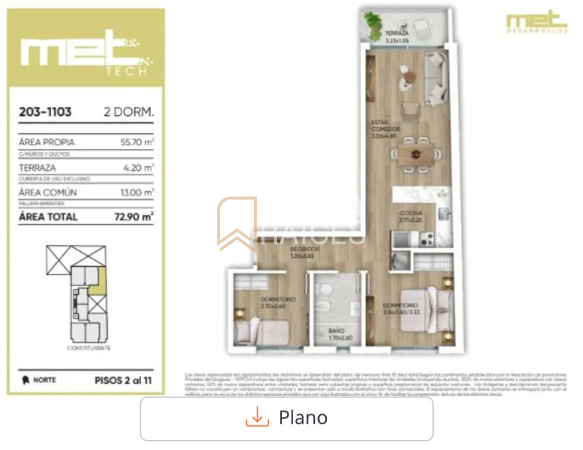 Apartamento ID.1186 - Venta Apartamentos Monoambientes, 1 Dormitorio, 2 Dormitorios en Pozo Cordon Sur Montevideo