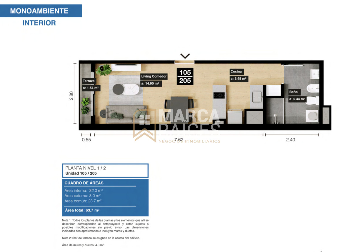 Apartamento ID.1928 - Venta Apartamento Monoambiente en pozo construccion Tres Cruces Montevideo