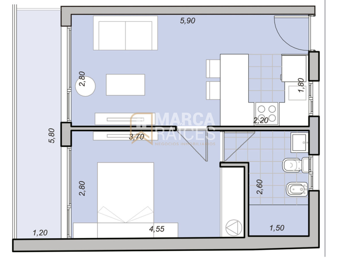 Apartamento ID.2040 - Alquiler Apartamento a Estrenar 1 Dormitorio Balcon La Blanqueada Montevideo