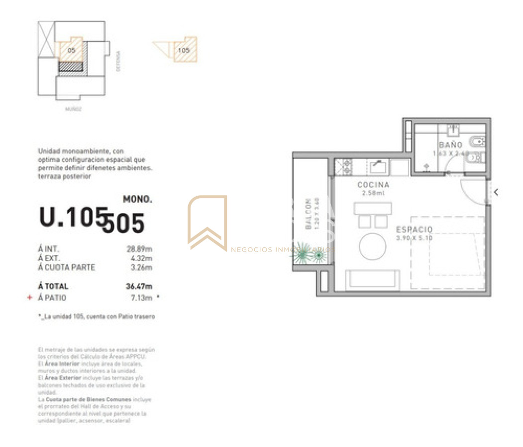 Apartamento ID.944 - Venta Monoambiente Con Patio En El Cordón! Edificio Bluzz! Gran Oportunidad! 