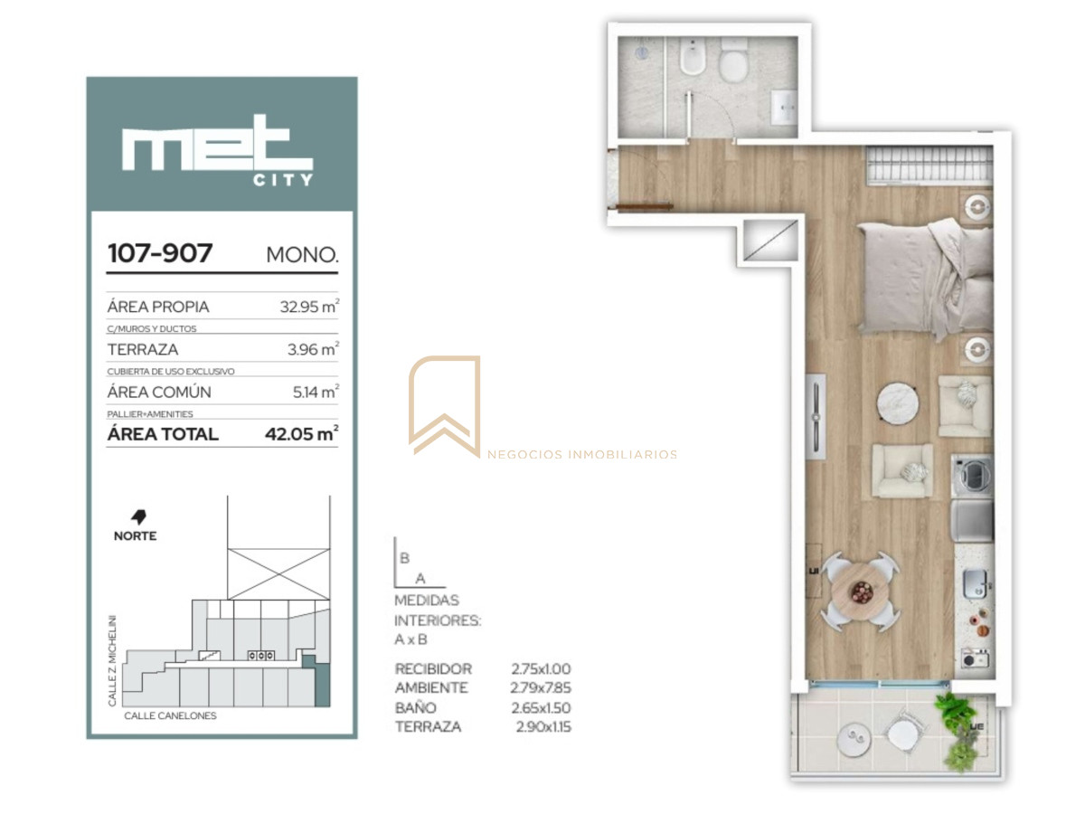 Apartamento ID.1015 - Venta Monoambiente en Pozo Centro Montevideo