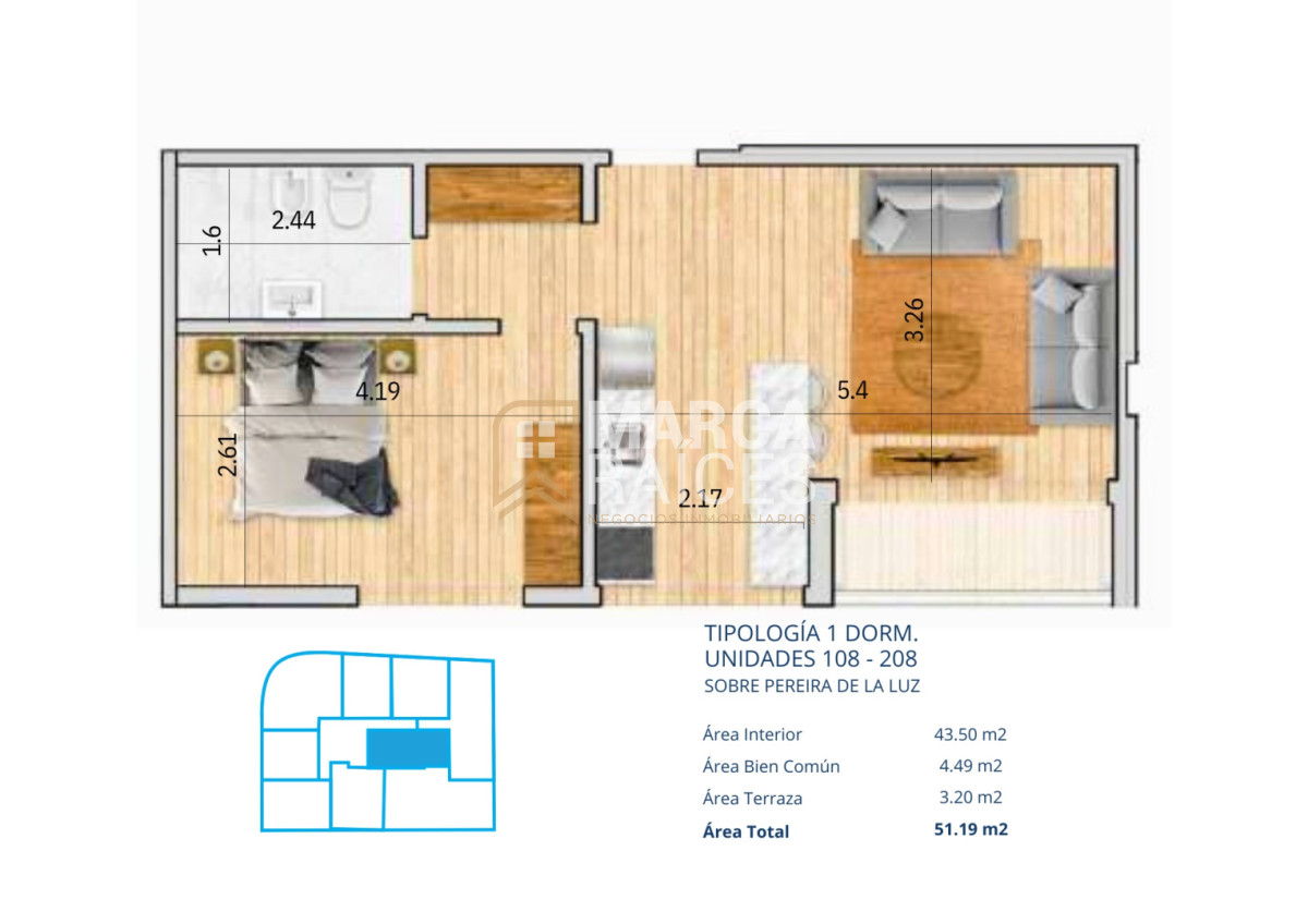 Apartamento ID.1794 - Venta Apartamento en Obra 1 Dormitorio Pocitos Nuevo Montevideo