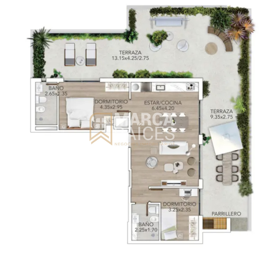 Apartamento ID.1201 - Venta Pent House 2 Dormitorios Con Renta Terraza con Parrillero Y Garaje Doble Punta Carretas Montevideo