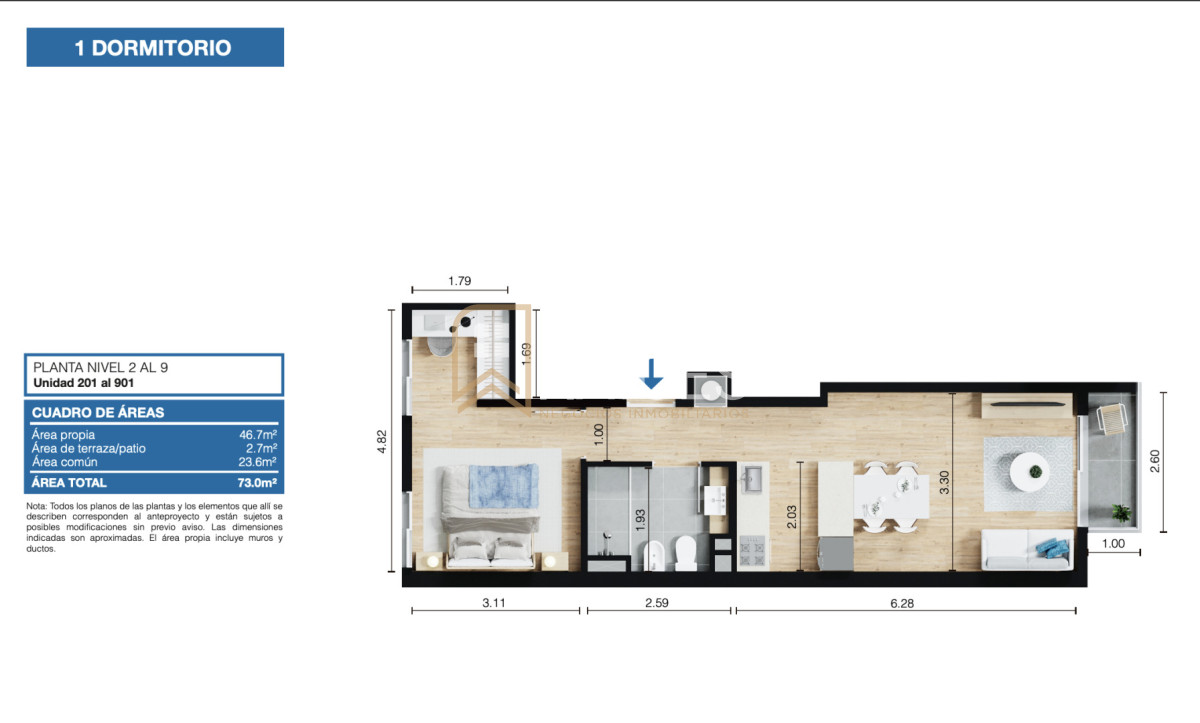 Apartamento ID.1851 - Venta Apartamento 1 Dormitorio a estrenar Tres Cruces Montevideo
