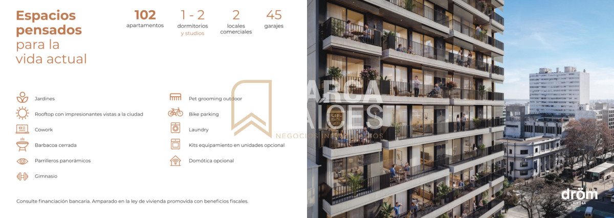 Apartamento ID.2707 - 	Venta apartamento 2 dormitorios en Cordón | Dröm Rivera | Unidad 505	