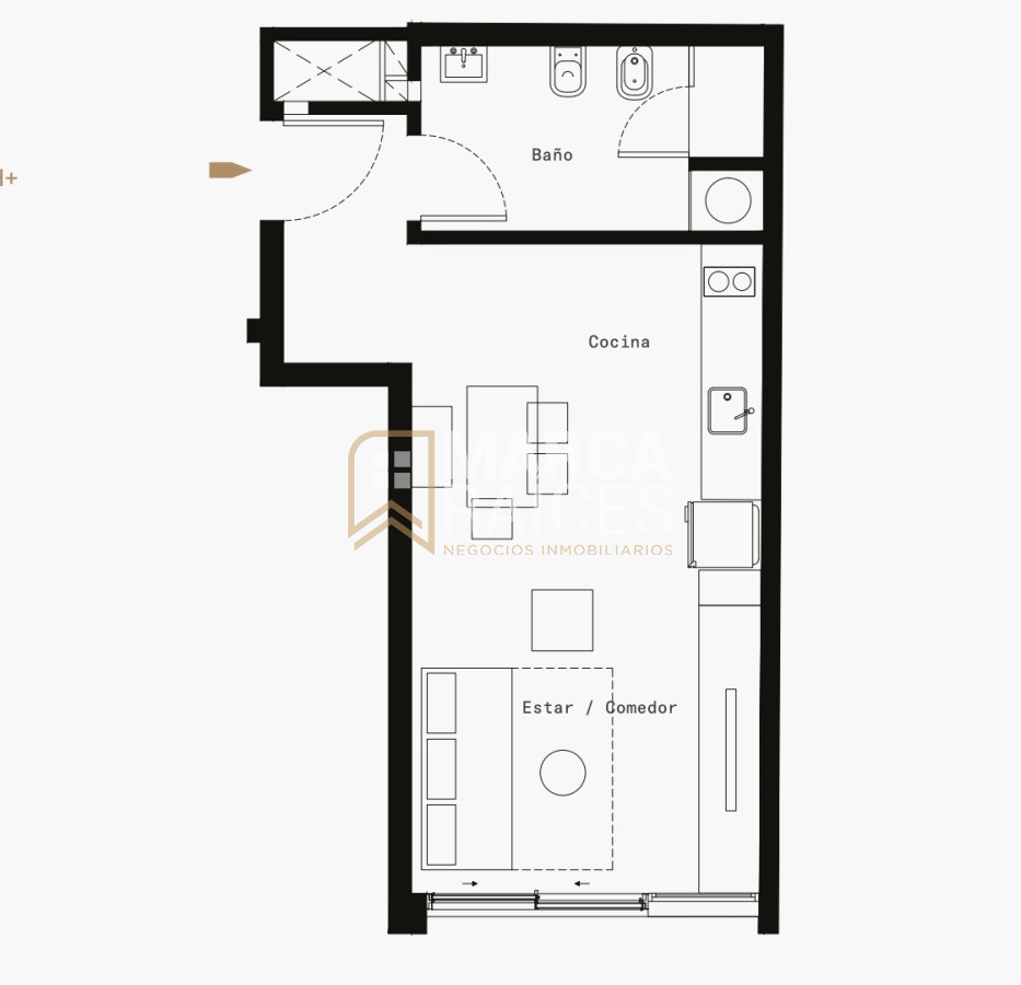 Apartamento ID.1013 - Venta Apartamento monoambiente coliving equipado en pozo Barrio Sur Montevideo