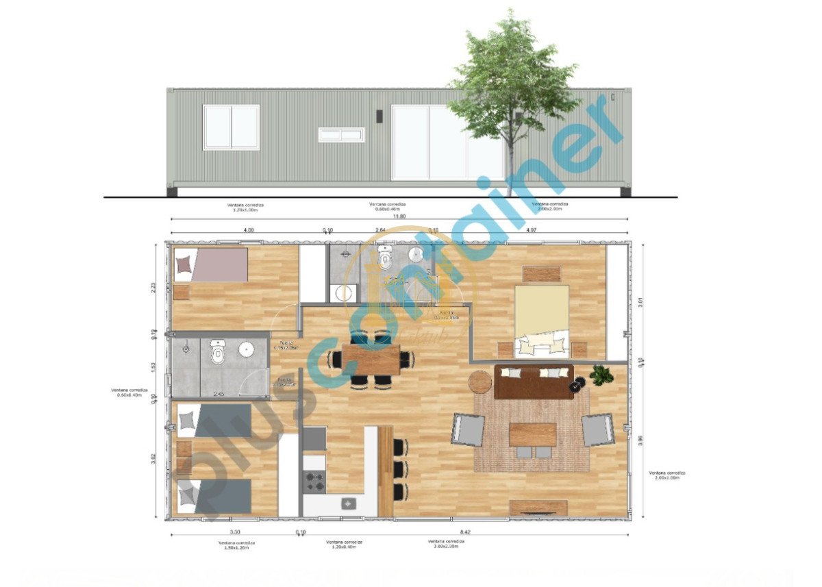 Casa ID.1107 - VENDO CASA CONTAINER, 3 DORMITORIOS, 2 BANOS.