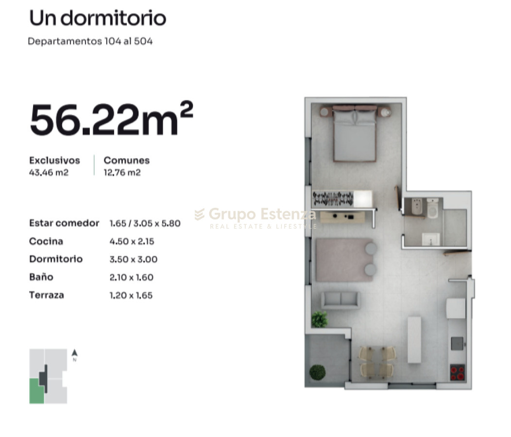 Apartamento ID.627 - Volta 1 dormitorio