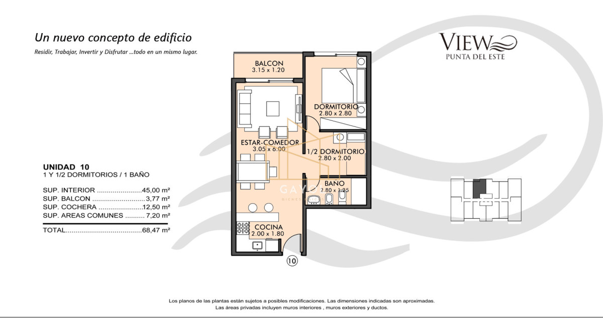 Apartamento ID.141 - En alquiler anual apartamento de 1 y 1/2 dormitorios
