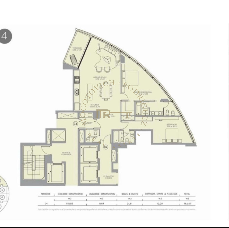Apartamento ID.3800 - Apartamento en Trump Tower de 2 dormitorios piso alto con vista.