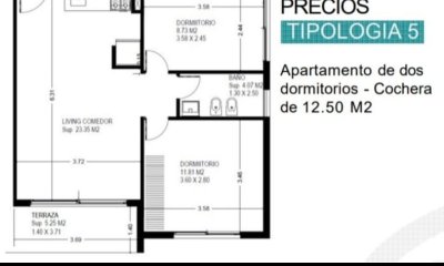 apartamento de dos dormitorios en venta  régimen de vivienda social