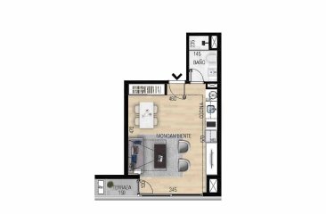 Venta apartamento monoambiente Edificio con servicios