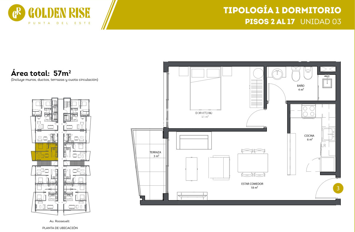 Apartamento ID.10222 - GOLDEN RISE ¡Gran Oportunidad de Capitalización! 1 dormitorio