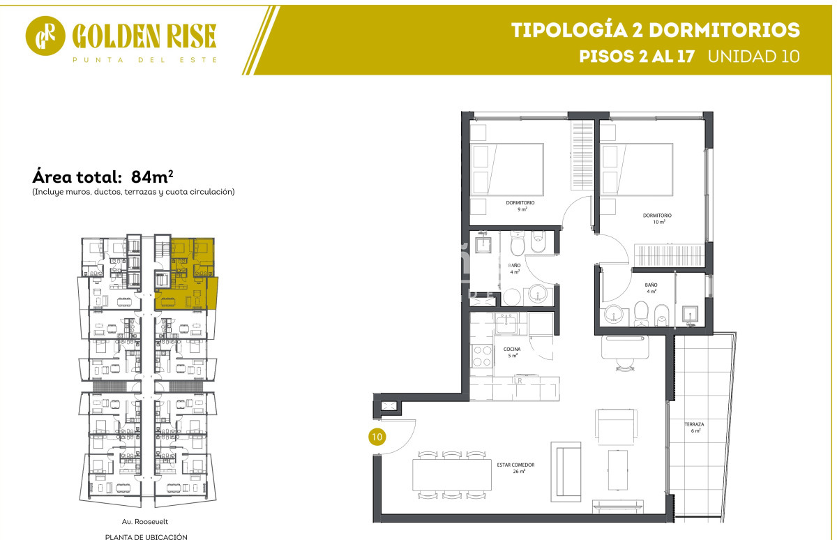 Apartamento ID.10223 - GOLDEN RISE ¡Gran Oportunidad de Capitalización! 2 dormitorios