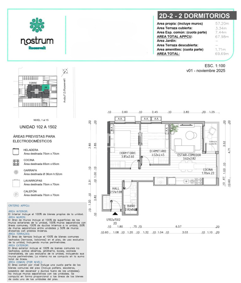 Apartamento ID.10516 - Altura, Luz y Ubicación - Apto. 2 dorm. Nostrum Roosevelt