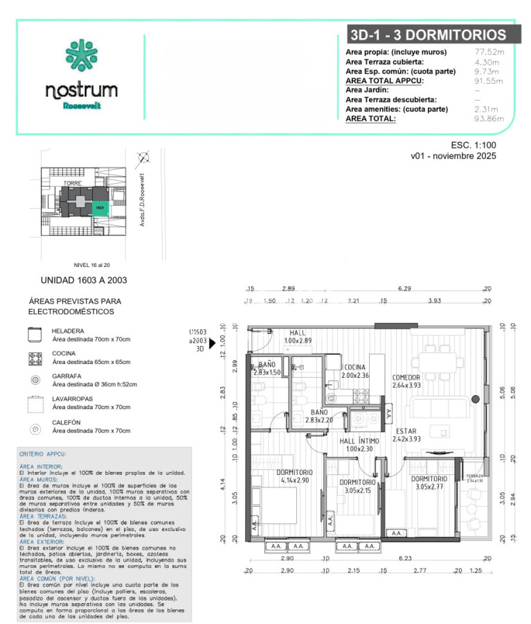 Apartamento ID.10517 - Altura, Luz y Ubicación  Apto. 3 dorm. Nostrum Roosevelt