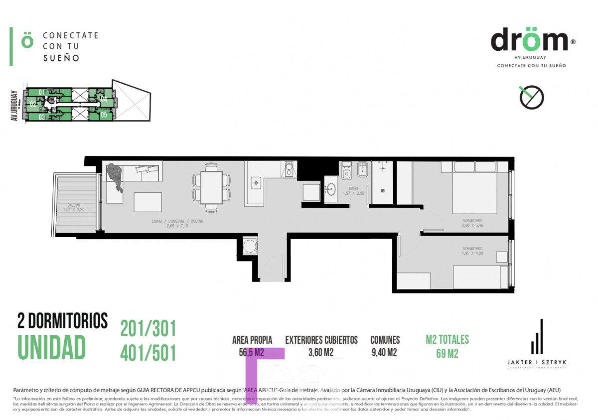 Apartamento ID.37 - Nuevos apartamentos en cordon de 1 y 2 dormitorios, a estrenar 2024 