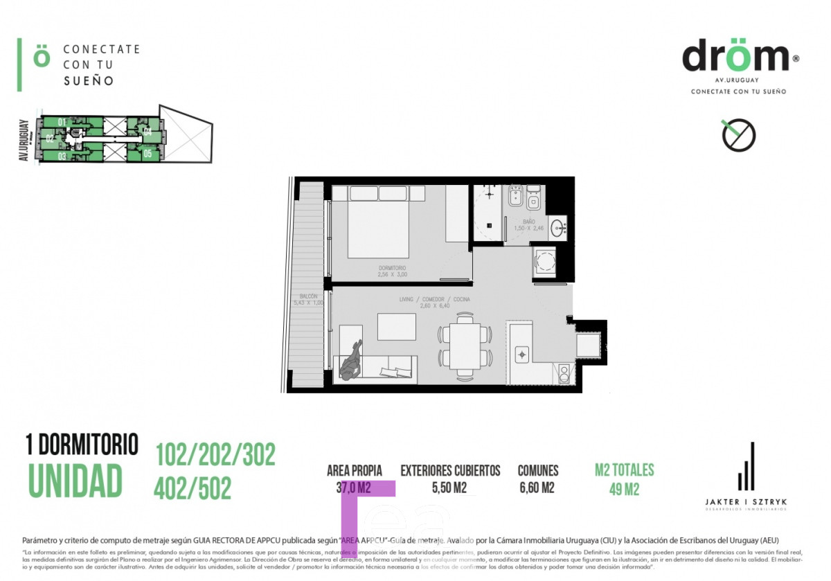 Apartamento ID.37 - Nuevos apartamentos en cordon de 1 y 2 dormitorios, a estrenar 2024 