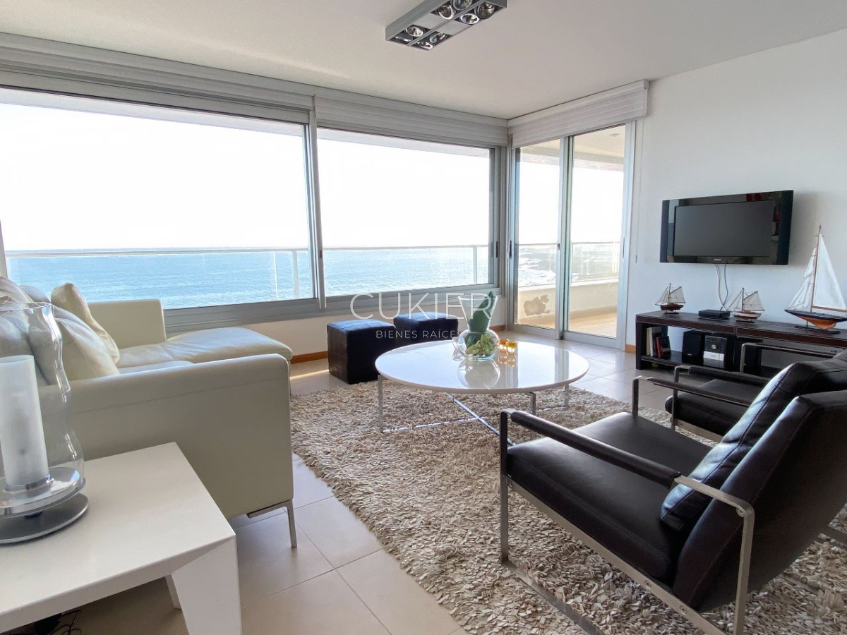 Apartamento ID.2723 - Alquiler temporada departamento 3 suites en primera linea playa brava frente al mar en edificio de categoría 