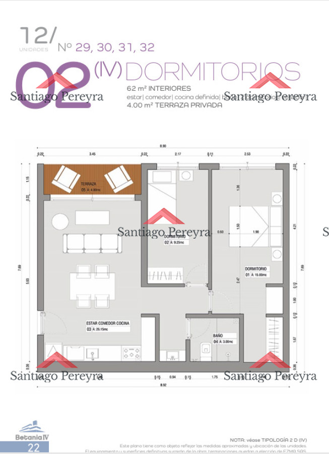 Apartamento ID.16790 - Betania IV desarrollo en Fraccionamiento 4H, Maldonado