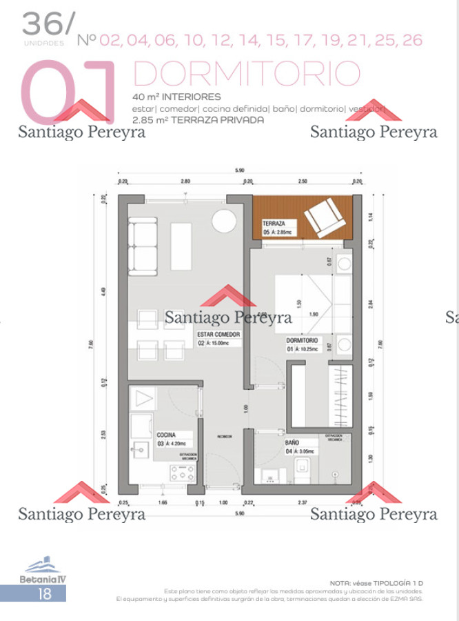 Apartamento ID.16790 - Betania IV desarrollo en Fraccionamiento 4H, Maldonado
