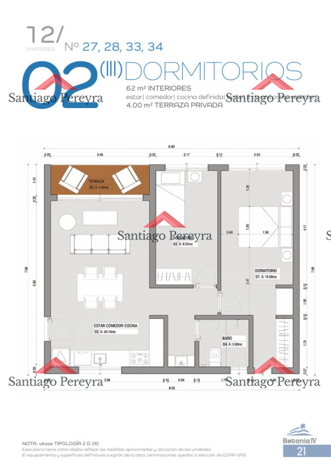 Apartamento ID.16790 - Betania IV desarrollo en Fraccionamiento 4H, Maldonado