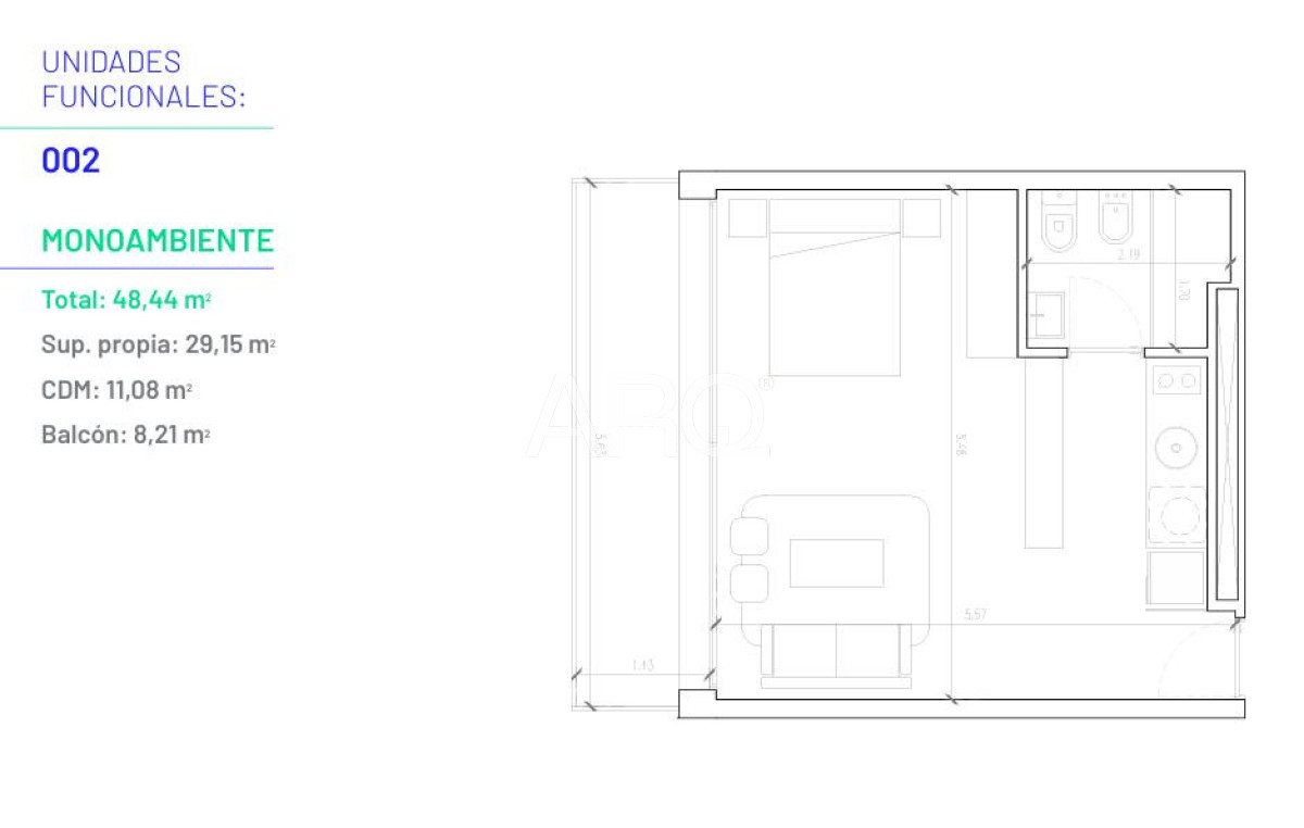 Apartamento ID.534 - Monoambiente en el corazón de La Blanqueada, luminosidad y confort.