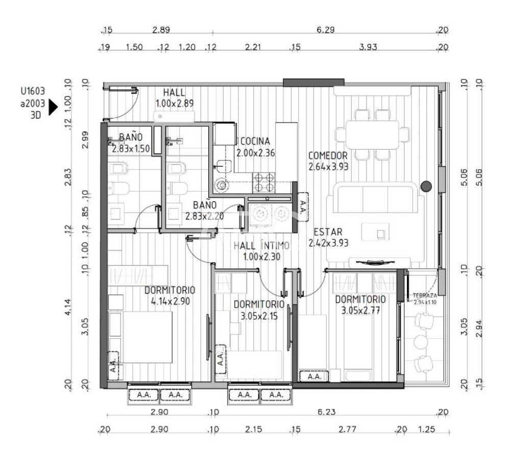 Apartamento ID.530 - 3 dormitorios sobre Roosvelt Playa Mansa 
