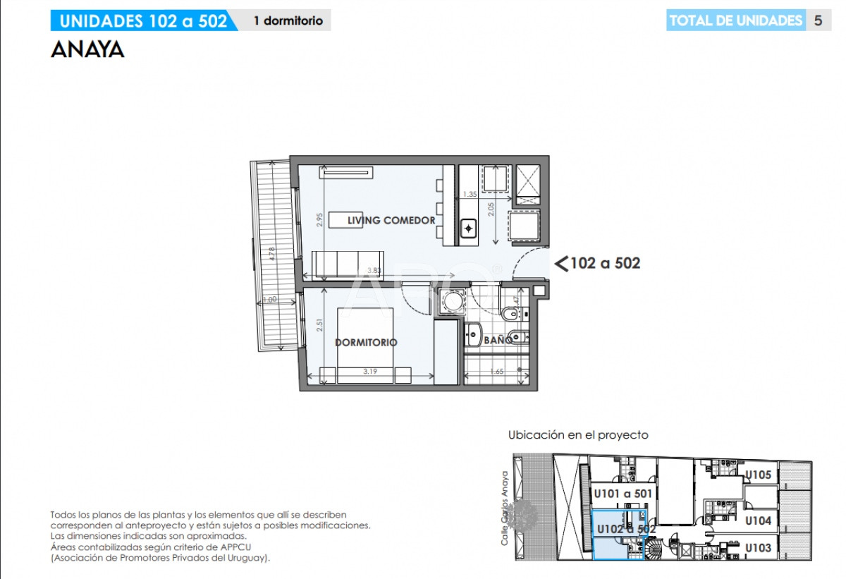 Apartamento ID.195 - EDIFICIO ANAYA-LA BLANQUEADA-1DORMITORIO