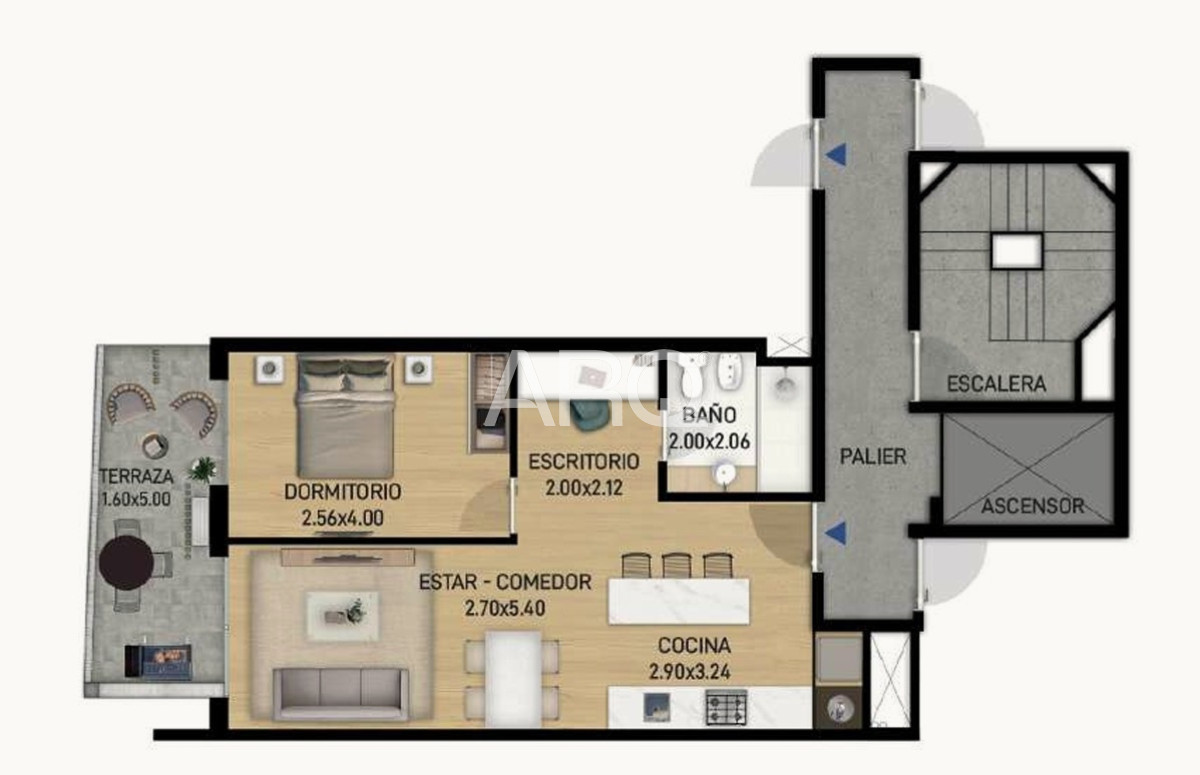 Apartamento ID.541 - 1 dormitorio hermoso en Barrio Centro