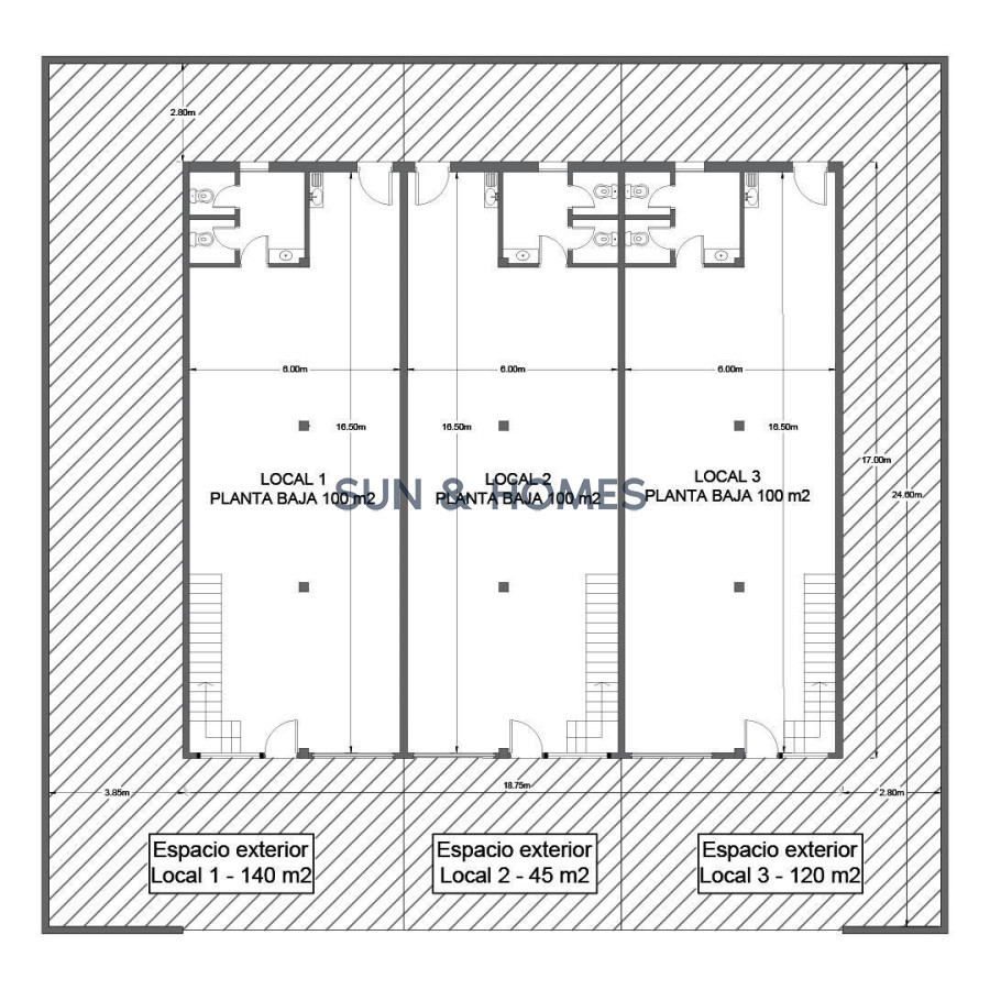 Local Comercial ID.548 - Espectacular local comercial de 170 mts. en Alquiler mas 120 mts exterior en Maldonado .