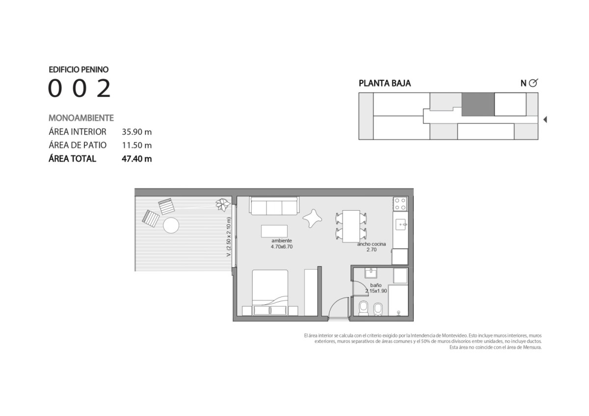 Apartamento ID.4536 - Venta en Pozo Apartamentos Monoambiente Union