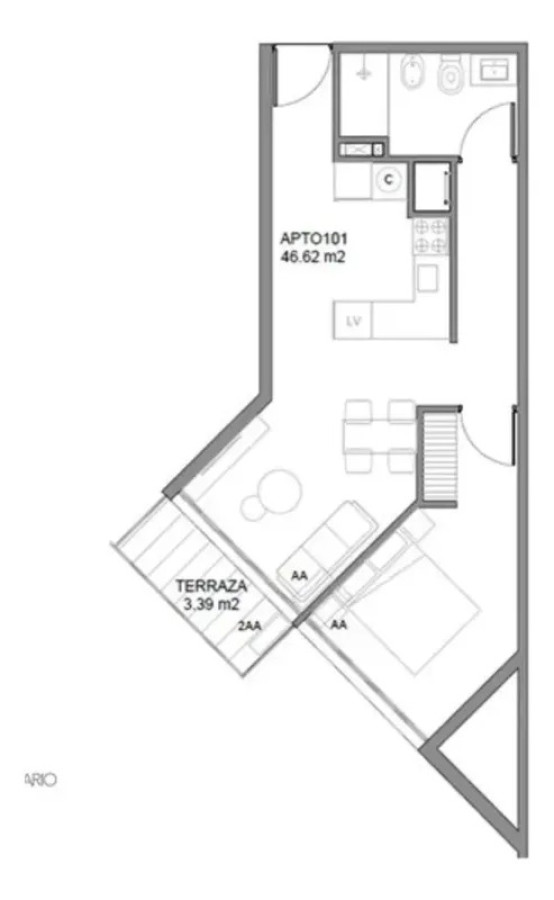 Apartamento ID.5982 - Alquiler Apartamento 1 Dormitorio La Blanqueada con cochera