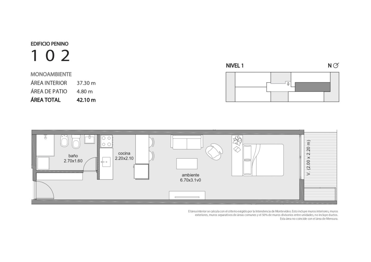 Apartamento ID.4536 - Venta en Pozo Apartamentos Monoambiente Union