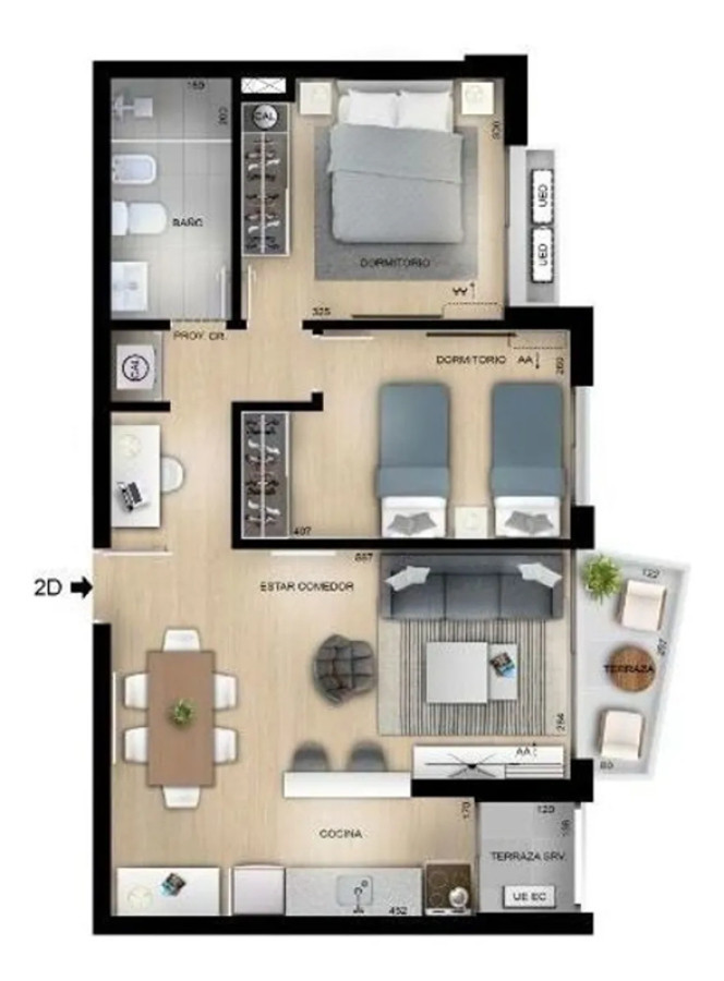 Apartamento ID.4699 - Alquiler Apartamento 2 Dormitorios Centro con Balcón